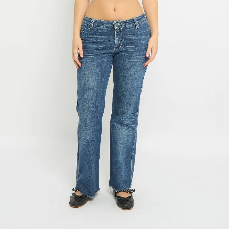 VERSACE Low Waist Raw Hem Jeans  - UK 10 Stylish Plus Size Denim Jeans