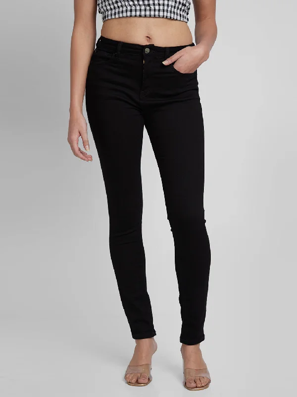 Spykar Women Black Lycra Skinny Fit Regular Length Jeans (Adora) Trendy Skinny High-Waist Jeans