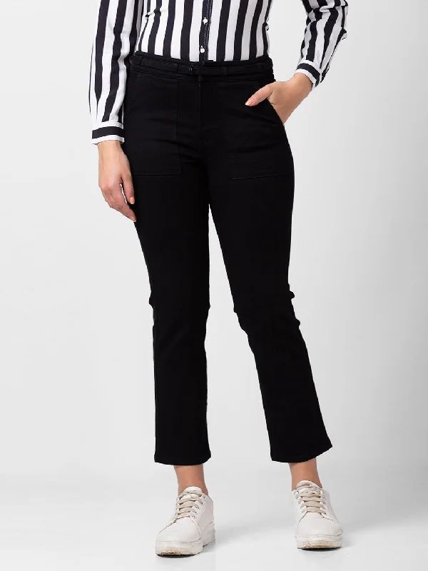 Spykar Women Black Lycra Slim Straight Fit Ankle Length Jeans (Emma) Fashionable Bootcut Jeans