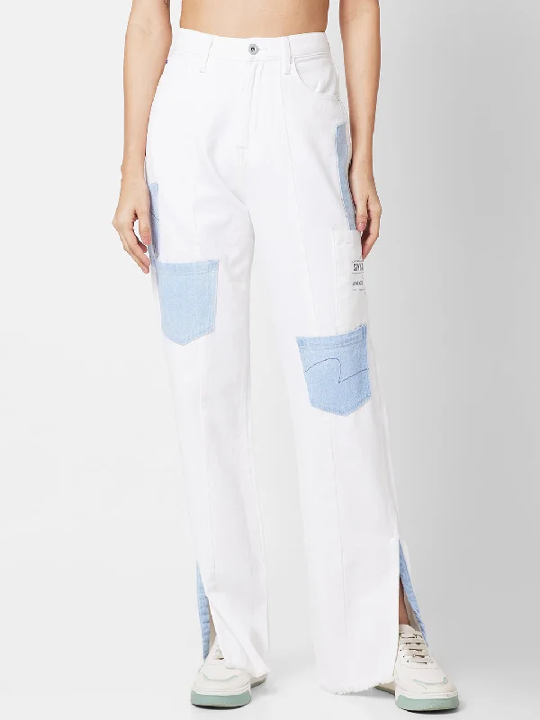 Spykar Women Straight Fit High-Rise Stretchable Jeans Comfortable Faded High-Rise Jeans