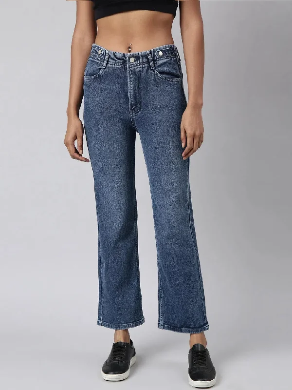Women Straight Fit Denim Blue Jean-GZ-5884-1-Blue Trendy Layered Pocket Jeans