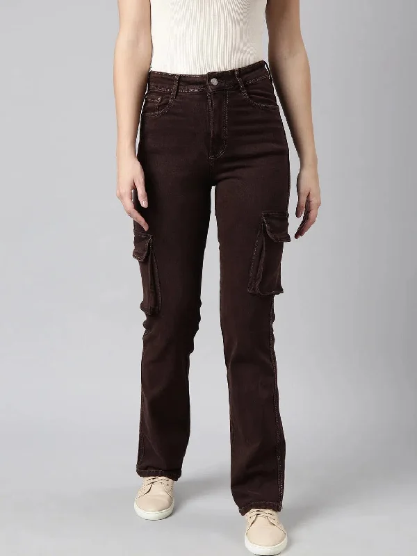 Women Straight Fit Denim Brown Corgo Jean-GZ-5806-Brown Trendy Low-Rise Bootcut Jeans