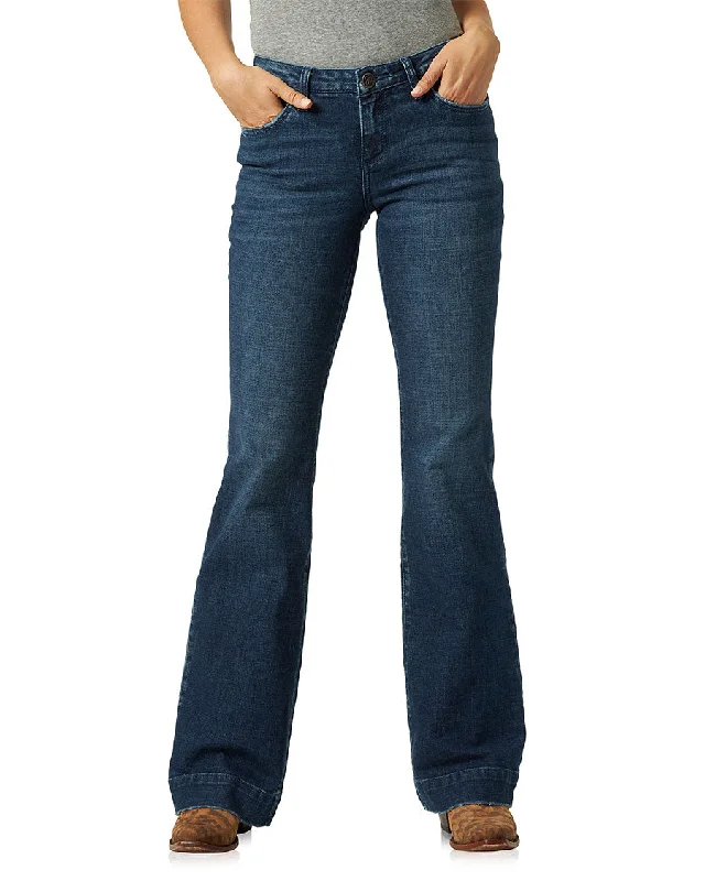 Women's Retro® Mae Trousers Mid-Rise Jeans Elegant Raw Hem Jeans