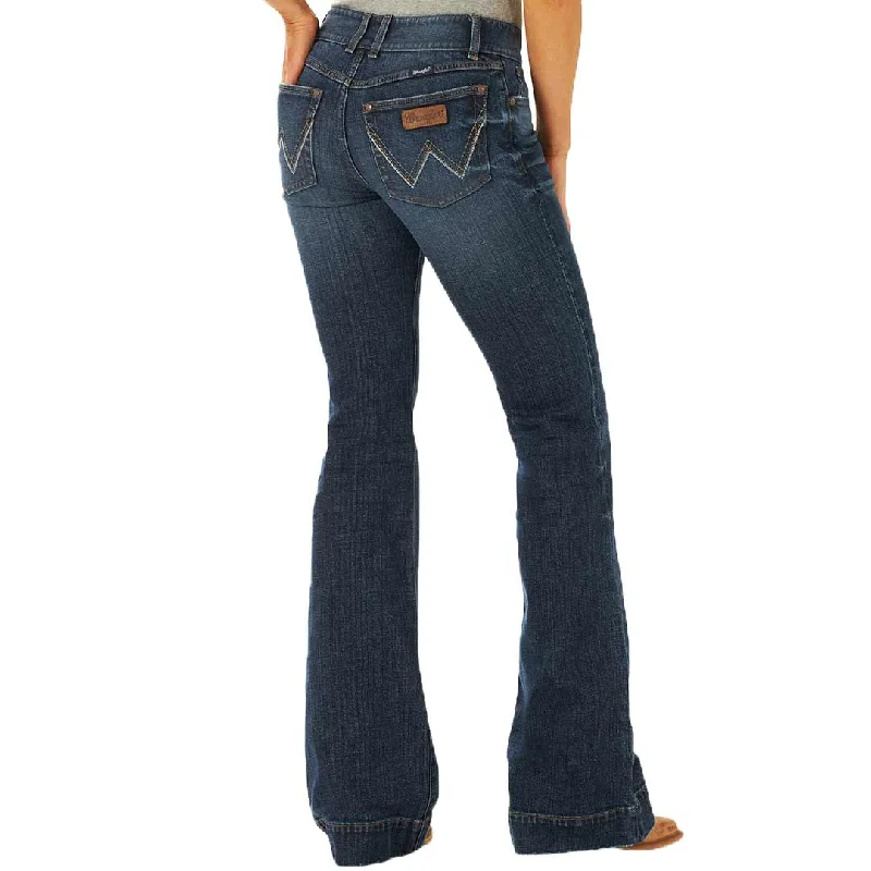 Wrangler Women's Retro Mae Wide Leg Trouser Jeans Comfortable Zip-Fly Denim Jeans