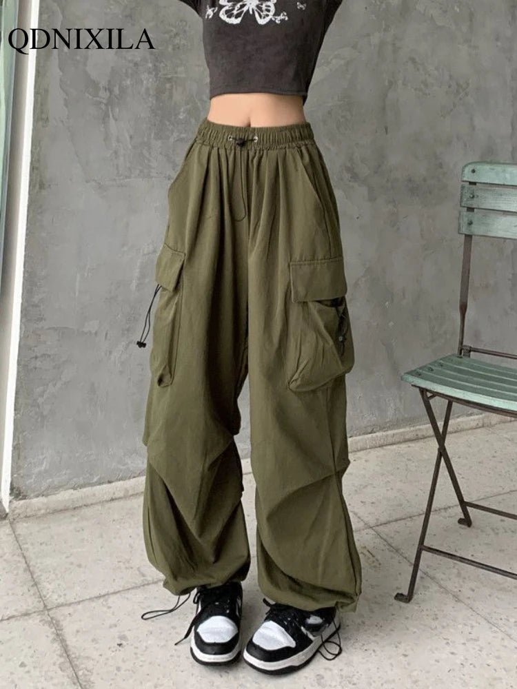 2024 Spring Summer Thin Women Pants Casual Vintage Cargo Pants Formal Wide-Leg Pants