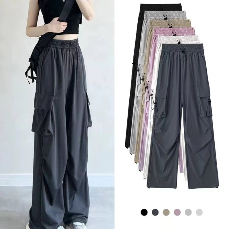 2024 Women Summer Leisure American Style Sports Pants Casual Wide Pants