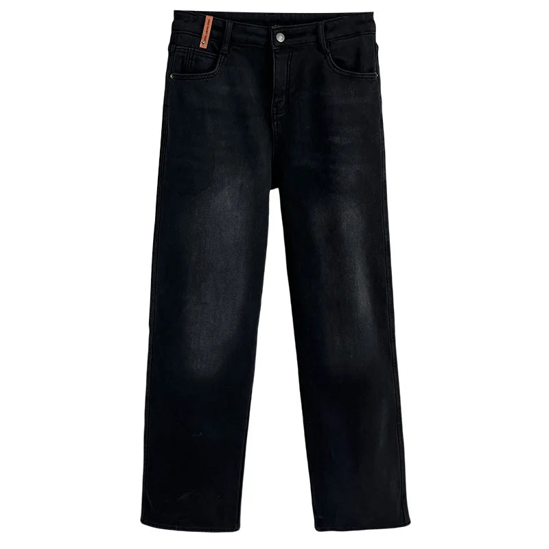 Autumn And Winter 100KG Fleece-lined Denim Full Length Pants Plus Size Women's Comfortable Jogging Pants