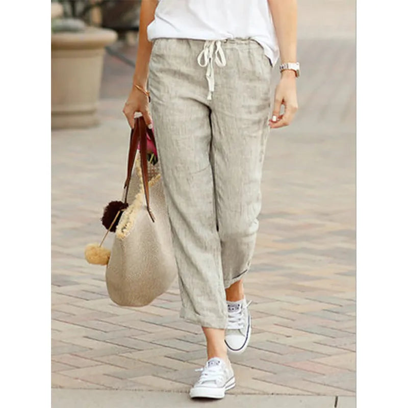 Autumn Cotton Women's Pants Y2K Black Drawstring Elastic Waist Casual Pants Stylish Casual Pants