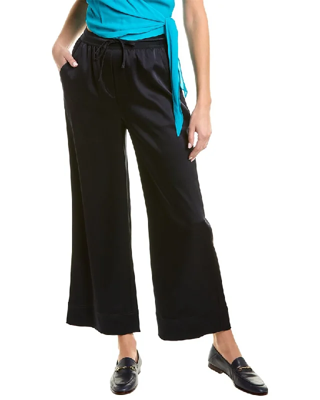 Elie Tahari Satin Wide Pants Classic Bootcut Trousers
