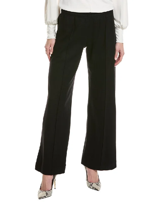 Vince Wide Leg Pull-On Wool Pant Comfy Zip-Up Pants