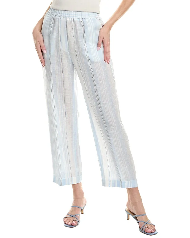 Peserico Linen Pant Trendy Wide-Legged Trousers