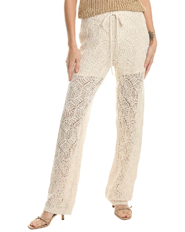 Design History Hallie Linen-Blend Pant High-Waist Yoga Pants