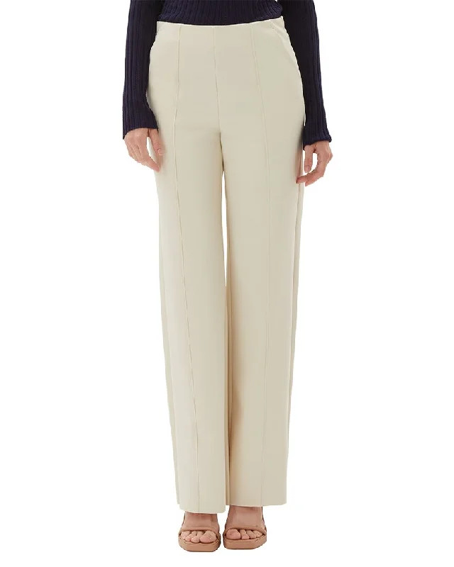 Ecru Clean Full Leg Pant High-Waist Trousers