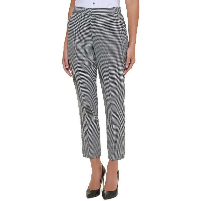 Womens High Rise Houndstooth Ankle Pants Casual Sweatpants Style