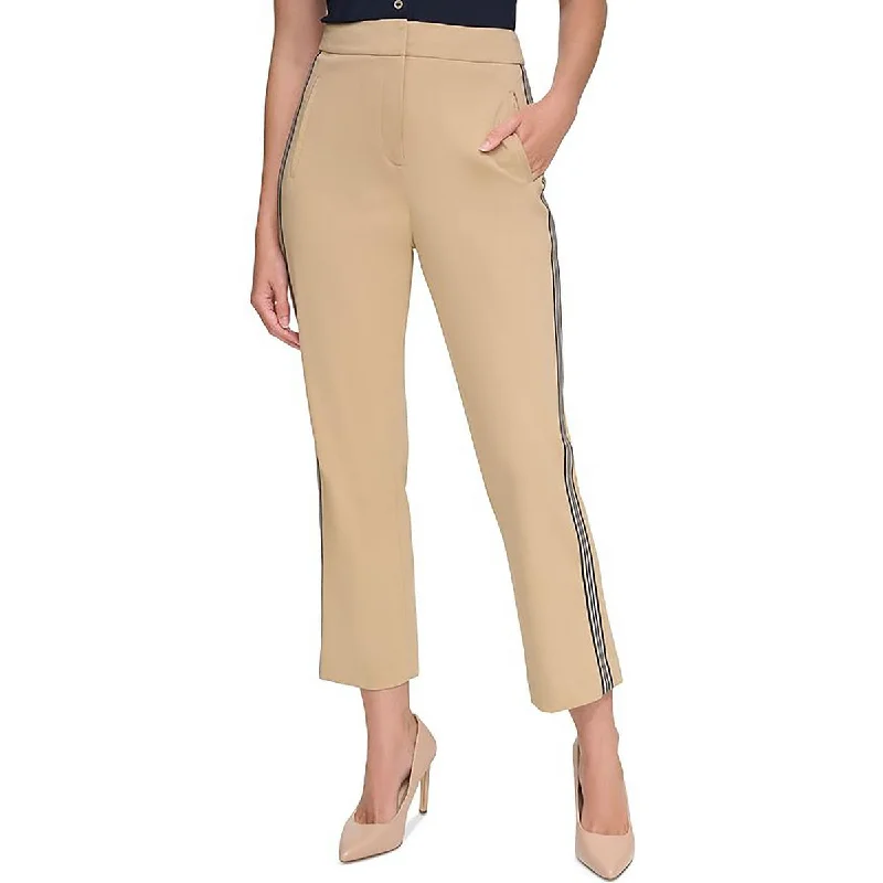 Womens Faux Front Pockets Pin Strip Down the side Ankle Pants Cozy Jogger Leggings