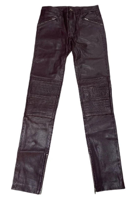 BLK DNM Women's Dark Violet Slim Fit Leather Pant 1 NWT Slim-Fit Khaki Pants