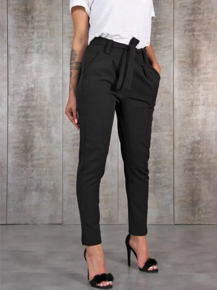 Spring Summer Autumn Casual Slim Chiffon Thin Pants For Women Classic Straight Pants