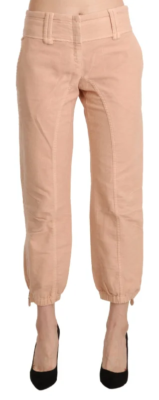 Ermanno Scervino Chic Beige Cropped Cotton Pants Sleek Black Pants