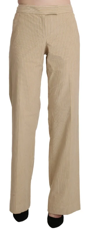 Ermanno Scervino Chic Beige High-Waist Wide Leg Pants Stylish Elastic Waist Pants