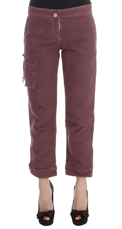 Ermanno Scervino Chic Bordeaux Capri Cropped Cargo Pants Modern Skinny Pants