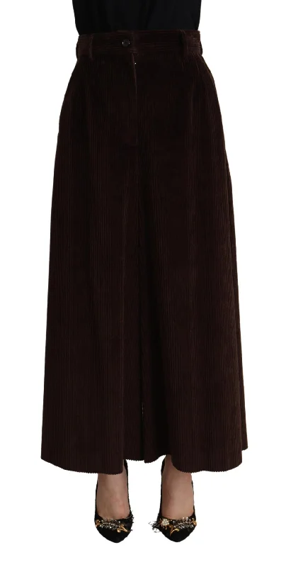 Chic Bordeaux High-waisted Corduroy Pants Comfortable Pleated Pants