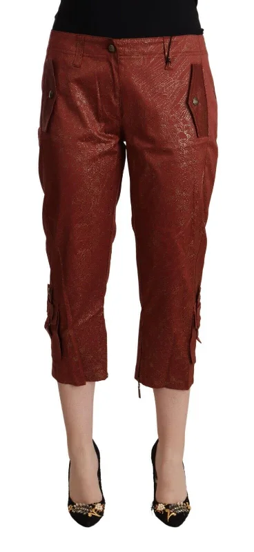 Chic Brown Cropped Cotton Pants Casual Sweatpants Style