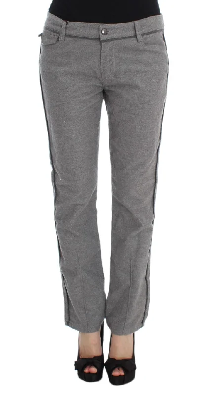 Ermanno Scervino Chic Gray Casual Cotton Pants Modern Stretch Trousers