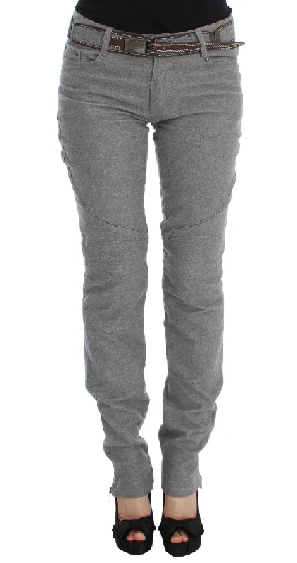 Ermanno Scervino Chic Gray Casual Cotton Pants Trendy Tapered Pants