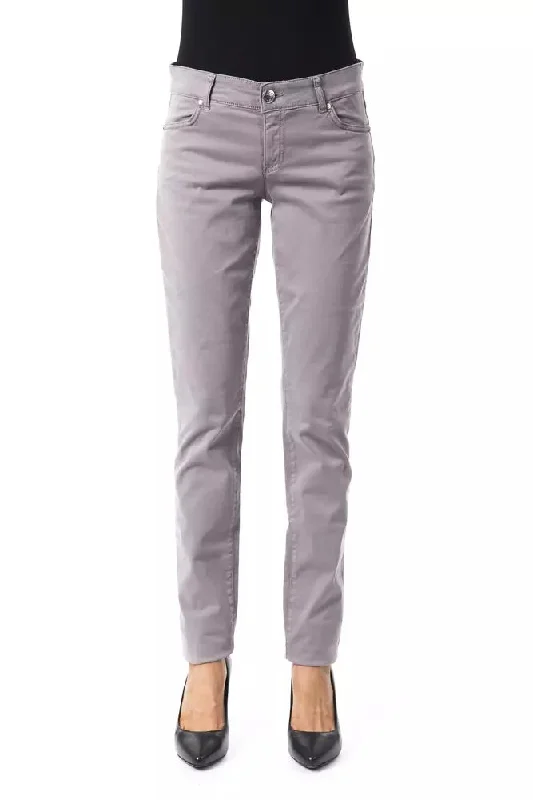 Gray Cotton Women Pants Comfortable Jogger Trousers