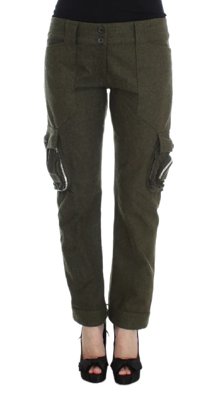 Ermanno Scervino Chic Green Cargo Pants for Effortless Style Casual Drawstring Pants