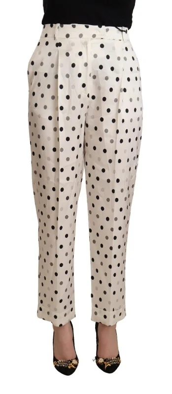 Chic High Waist Polka Dotted Tapered Pants Comfortable Wide-Leg Pants
