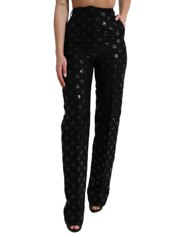 Chic High Waist Straight Pants With Logo Print High-Waist Jogger Pants