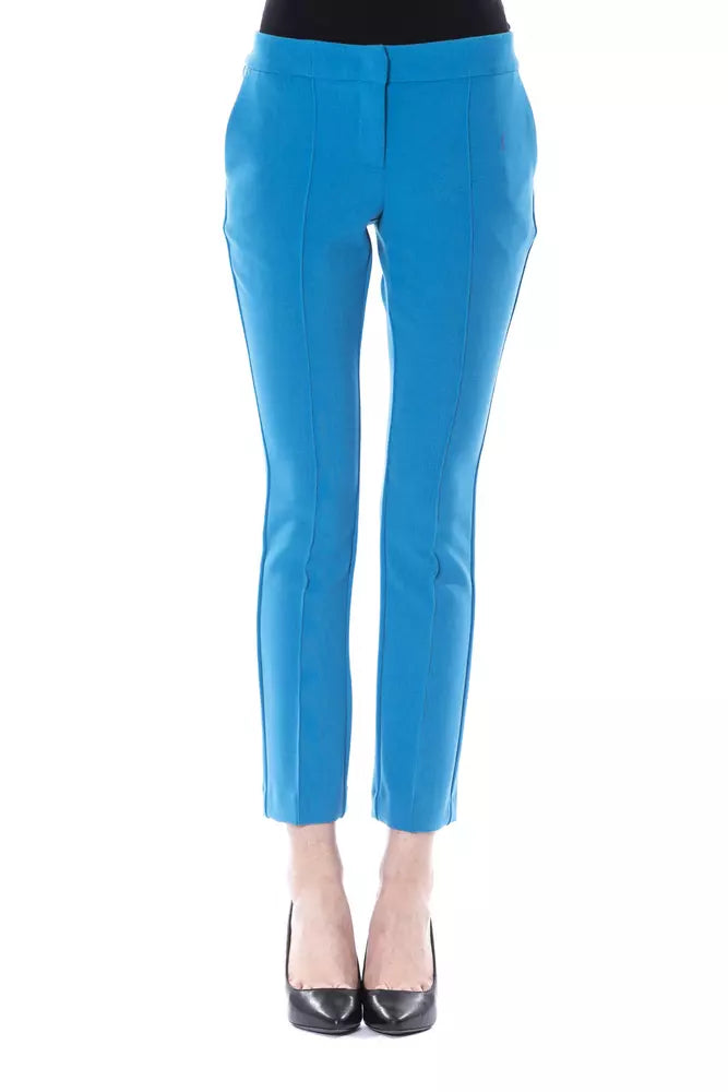 BYBLOS Light Blue Polyester Women Pant Trendy Printed Pants