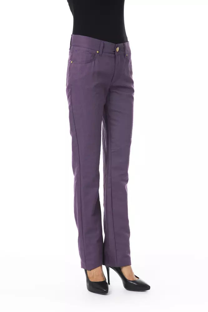 BYBLOS Purple Cotton Women Pants Elegant Trouser Pants