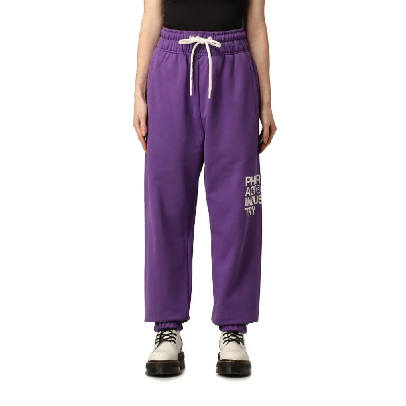 Pharmacy Industry Purple Cotton Women Pant Casual Drawstring Pants