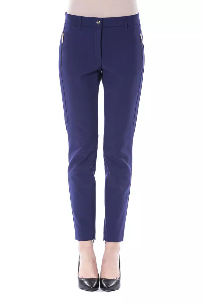 BYBLOS Blue Polyester Women Pants Comfy Cargo Trousers