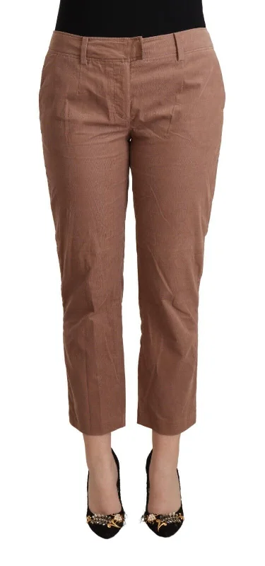 Chic Tapered Cropped Mid Waist Pants Elegant Palazzo Trousers