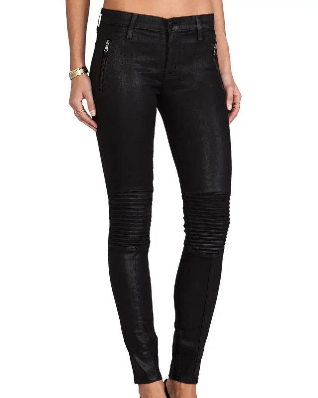 Coated "Stark" Moto Pants Slim-Fit Leggings