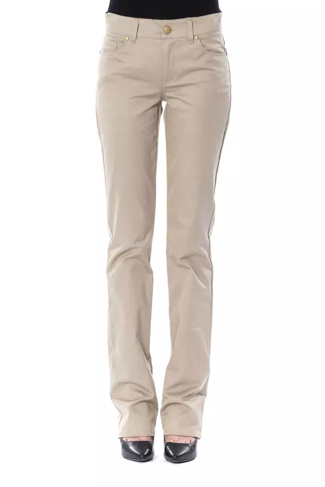BYBLOS Beige Cotton Women Pants Stylish Casual Pants