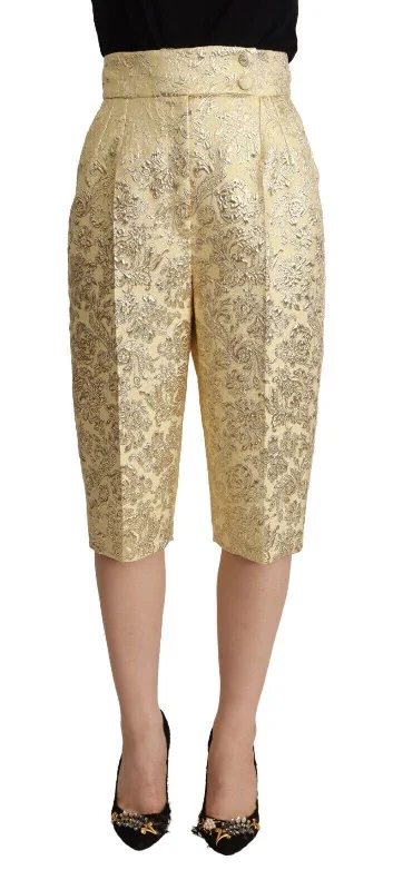 Elegant Beige High-waisted Cropped Pants Trendy Wide-Leg Pants