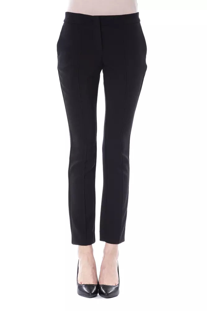 BYBLOS Black Polyester Women Pants Soft Wool Pants