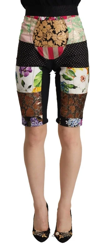 Elegant Floral Cropped Pants In Purple Hues Casual Yoga Pants