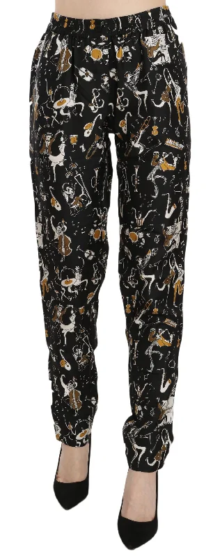 Dolce & Gabbana Elegant High Waist Tapered Silk Pants Trendy Tapered Pants