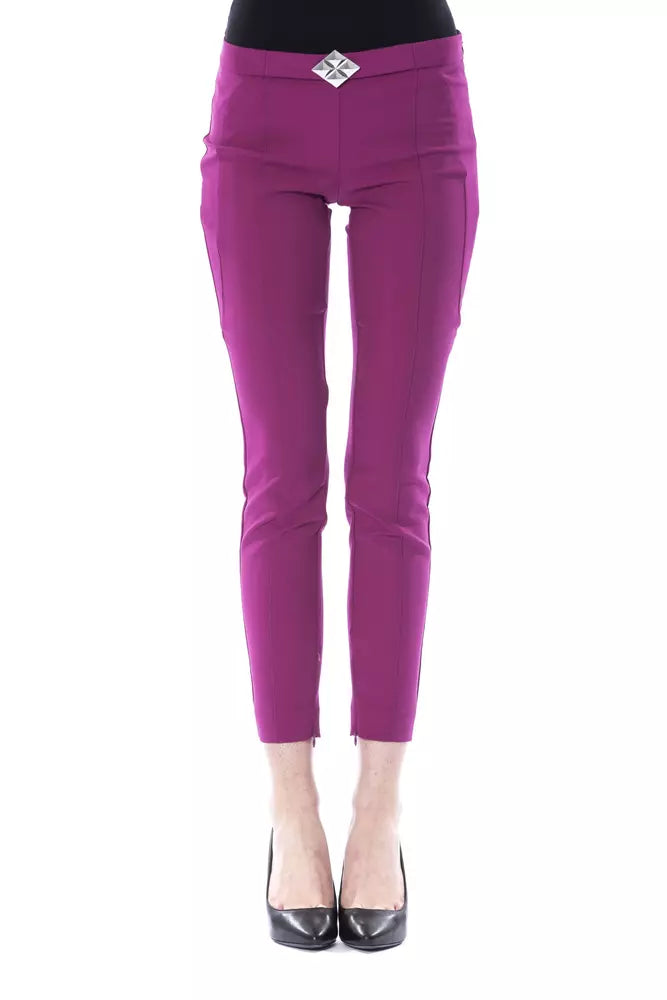 BYBLOS Purple Polyester Women Pants Comfortable Cargo Pants