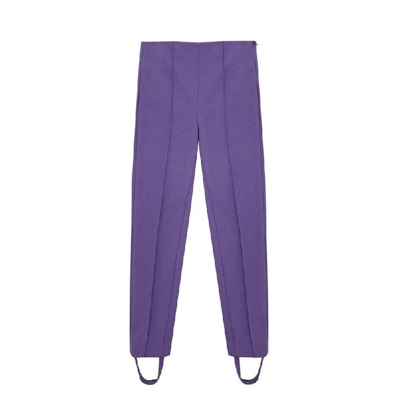 Elegant Purple Viscose Pants Relaxed Lounge Trousers