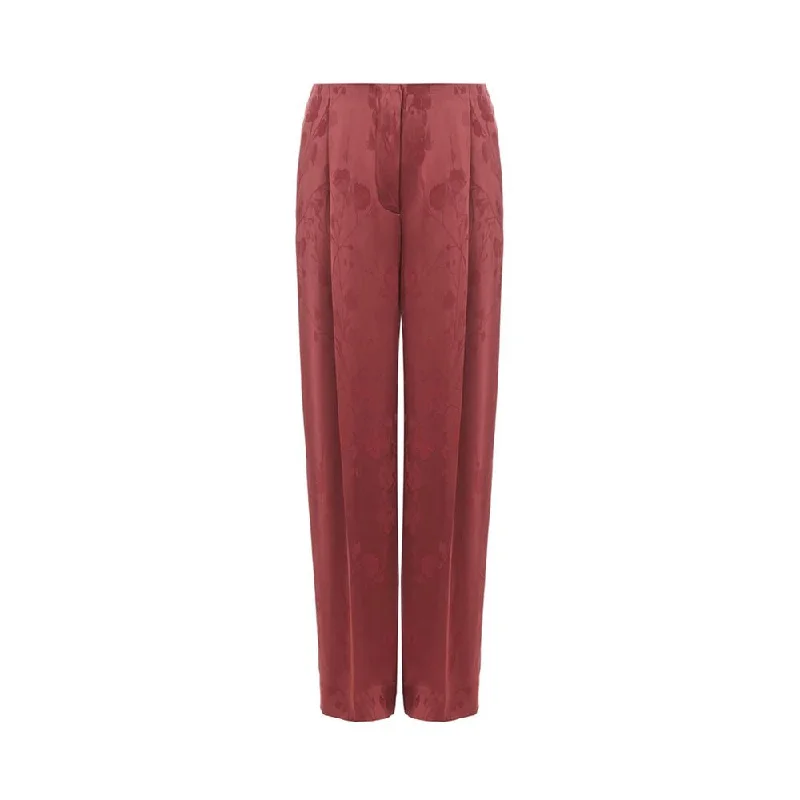 Elegant Red Tailored Pants Comfortable Wide-Leg Pants