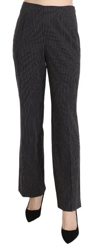 BENCIVENGA Elegant Striped Straight Fit Pants Chic Black Leggings