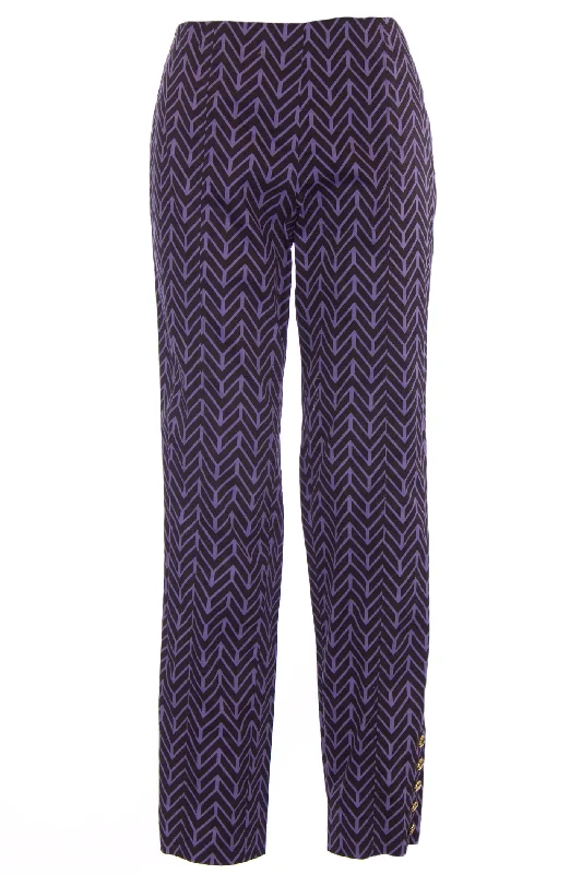 ELIZABETH MCKAY Chocolate Chevron Print Audrey Chino Pants 1050 $175 NWT Chic Faux Leather Pants