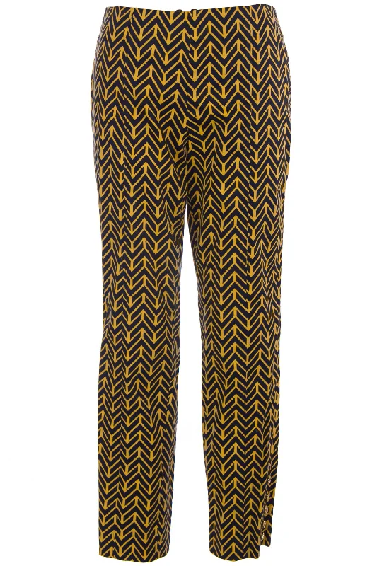 ELIZABETH MCKAY Yellow Chevron Print Audrey Chino Pants 1050 $175 NWT Soft Cotton Pants