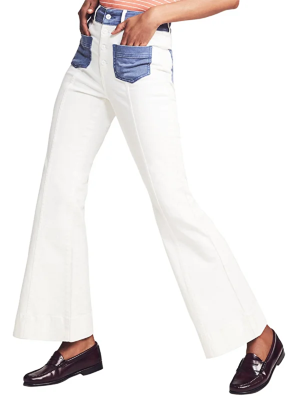 FAHERTY Women's White/Blue LouLou Pant Sz 25 $148 NEW Formal Slim Pants